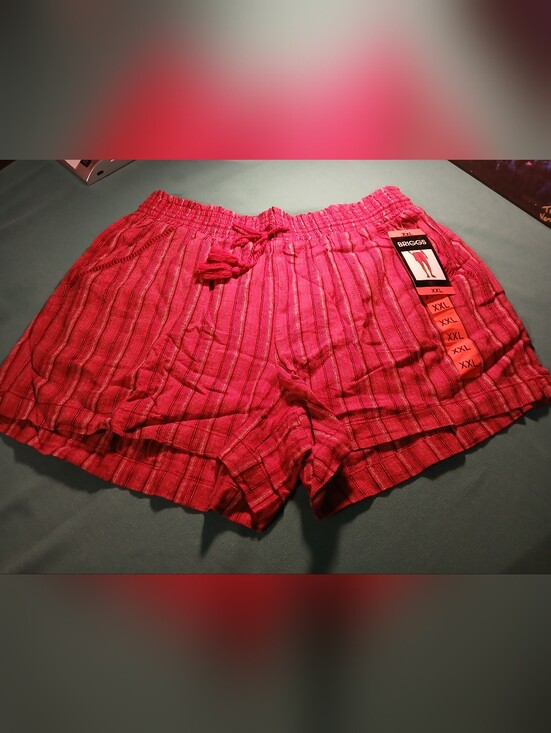Briggs Pants - Briggs Women's Shorts XXL Red Stripes Draw String Waist Linen Blend Short NWT